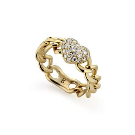 Buonocore You Are 18kt yellow gold ring small domed heart white diamonds 0.34ct
