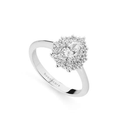 Anello Buonocore Wave oro bianco goccia diamanti bianchi 0,50ct