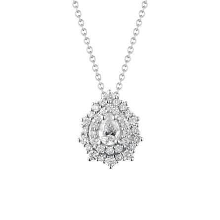 Collar Buonocore Wave gota en oro blanco con diamantes blancos 0,50ct