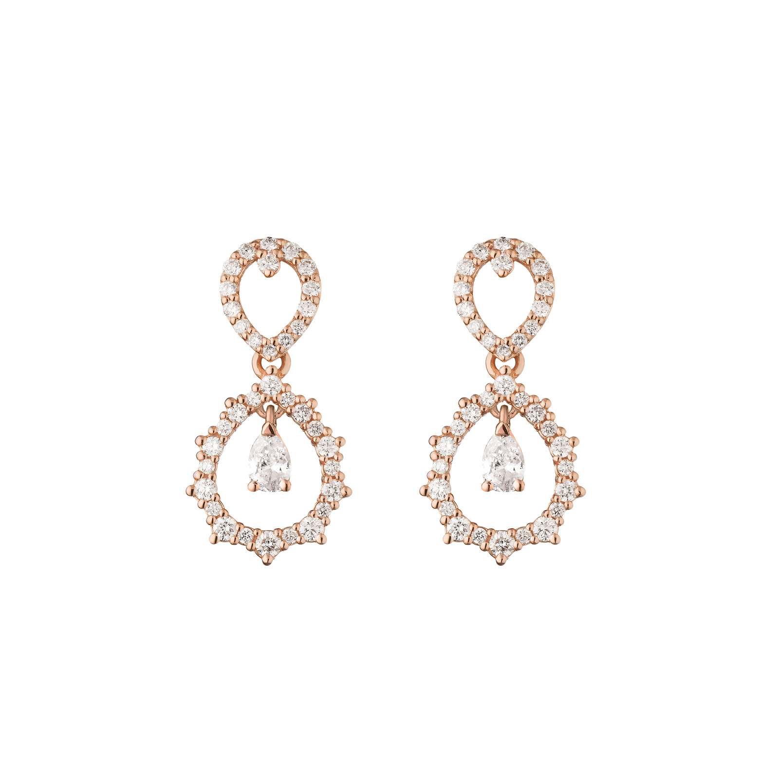 Orecchini Buonocore Wave oro rosa goccia diamanti bianchi 0,76ct