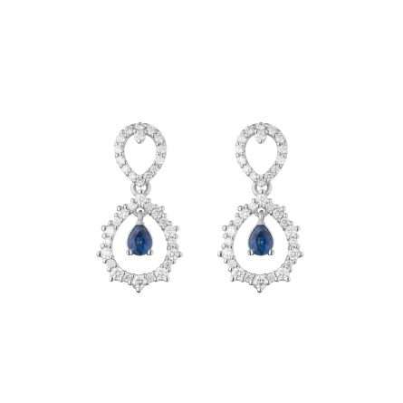 Buonocore Wave 18kt white gold earrings white diamonds and sapphires 0.92ct