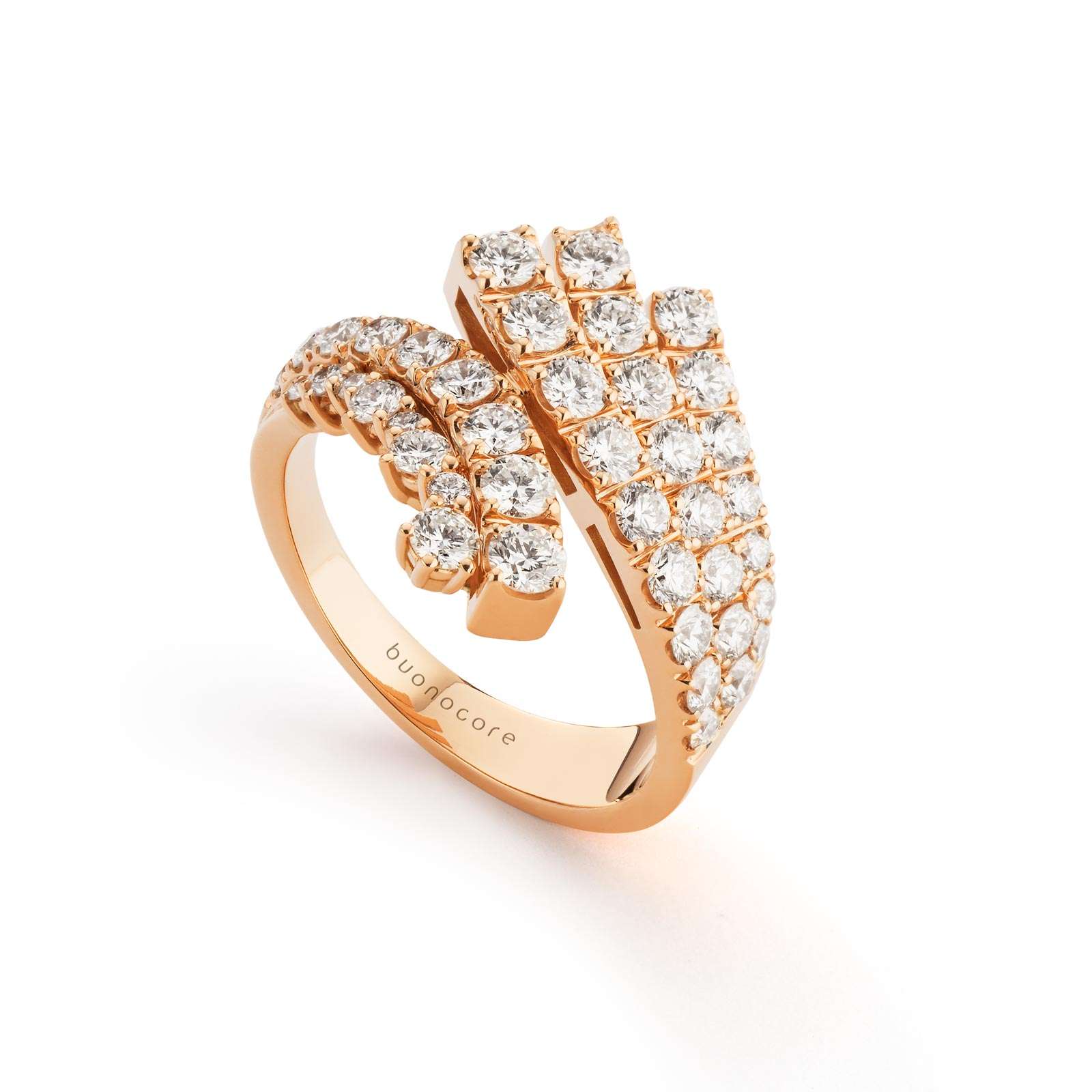 Anello Buonocore Wave oro rosa diamanti bianchi 1,62ct
