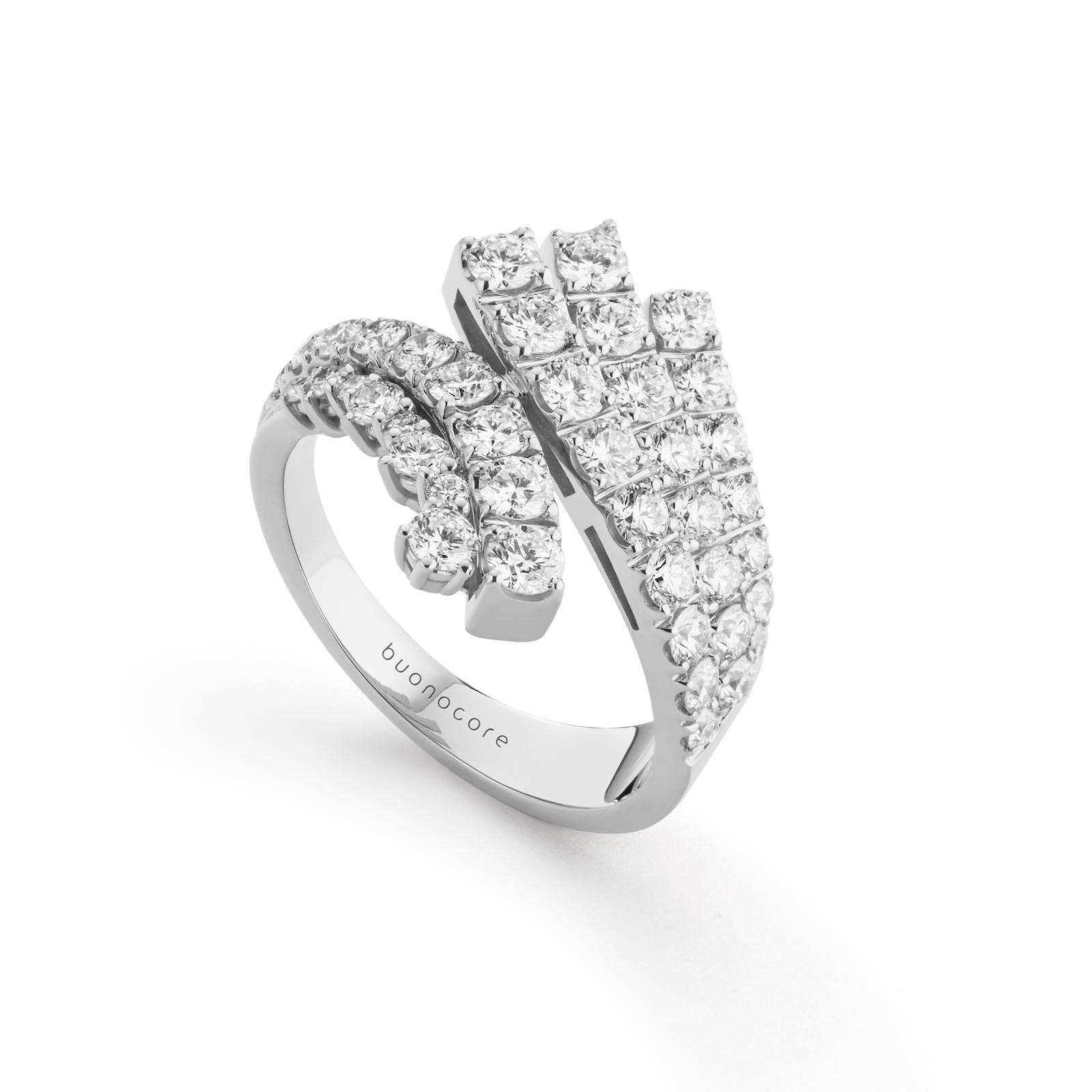 Anello Buonocore Wave oro bianco diamanti bianchi 1,62ct