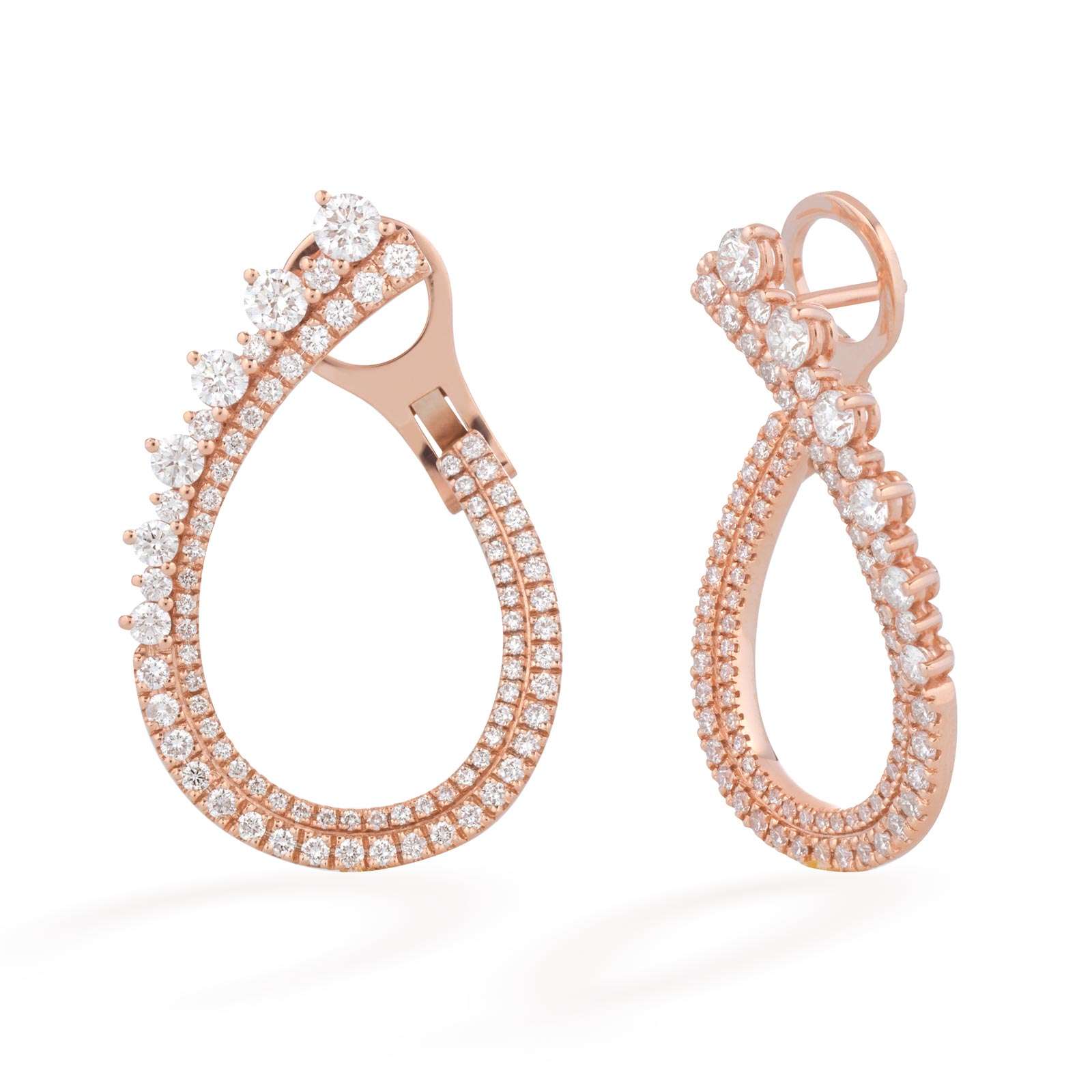 Orecchini Buonocore Wave oro rosa diamanti bianchi 1,90ct