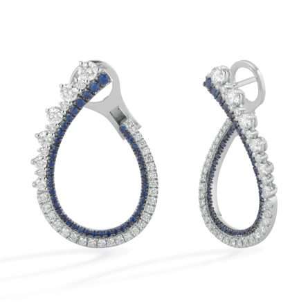Buonocore Wave 18kt white gold earrings white diamonds and sapphires 2.11ct