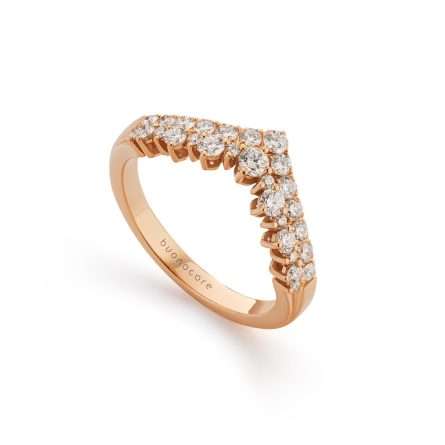 Buonocore Wave 18kt rose gold ring white diamonds 0.63ct