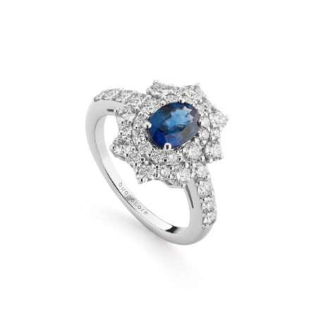Anello Buonocore Wave oro bianco diamanti bianchi e zaffiri 2,37ct