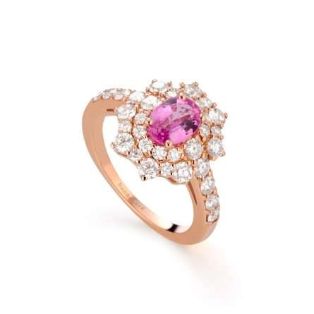 Buonocore Wave 18kt rose gold ring white diamonds and sapphires 2.41ct