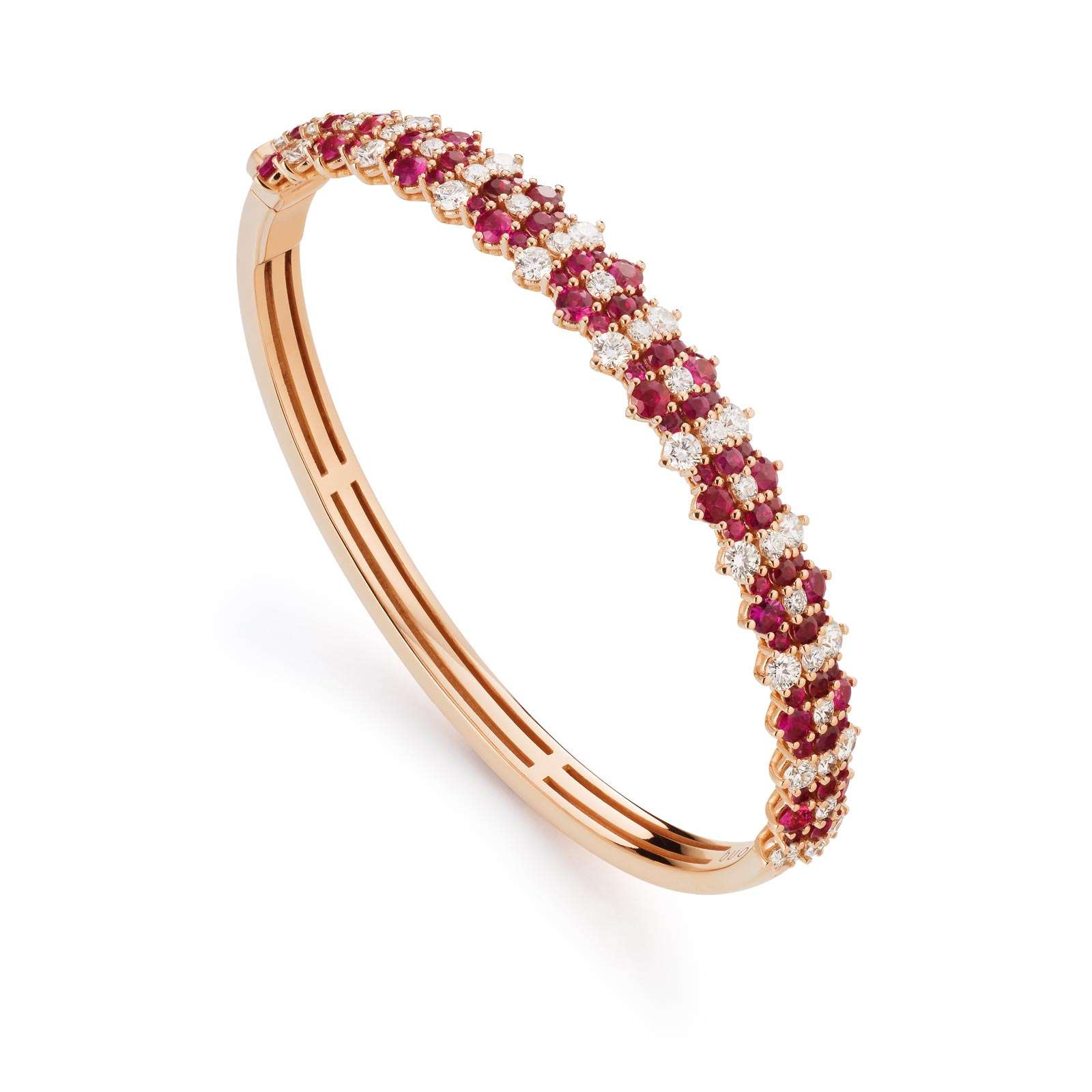 Bracciale Buonocore Wave oro rosa diamanti bianchi e rubini 4,74ct