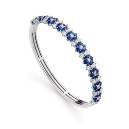 Buonocore Wave 18kt white gold bracelet white diamonds and sapphires 5.05ct