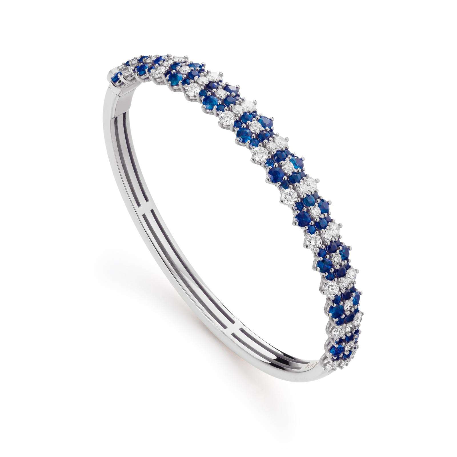 Bracciale Buonocore Wave oro bianco diamanti bianchi e zaffiri 5,05ct