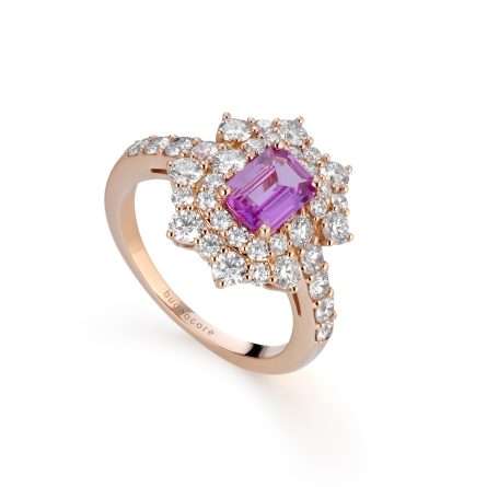 Buonocore Wave 18kt rose gold ring white diamonds and sapphires 2.30ct