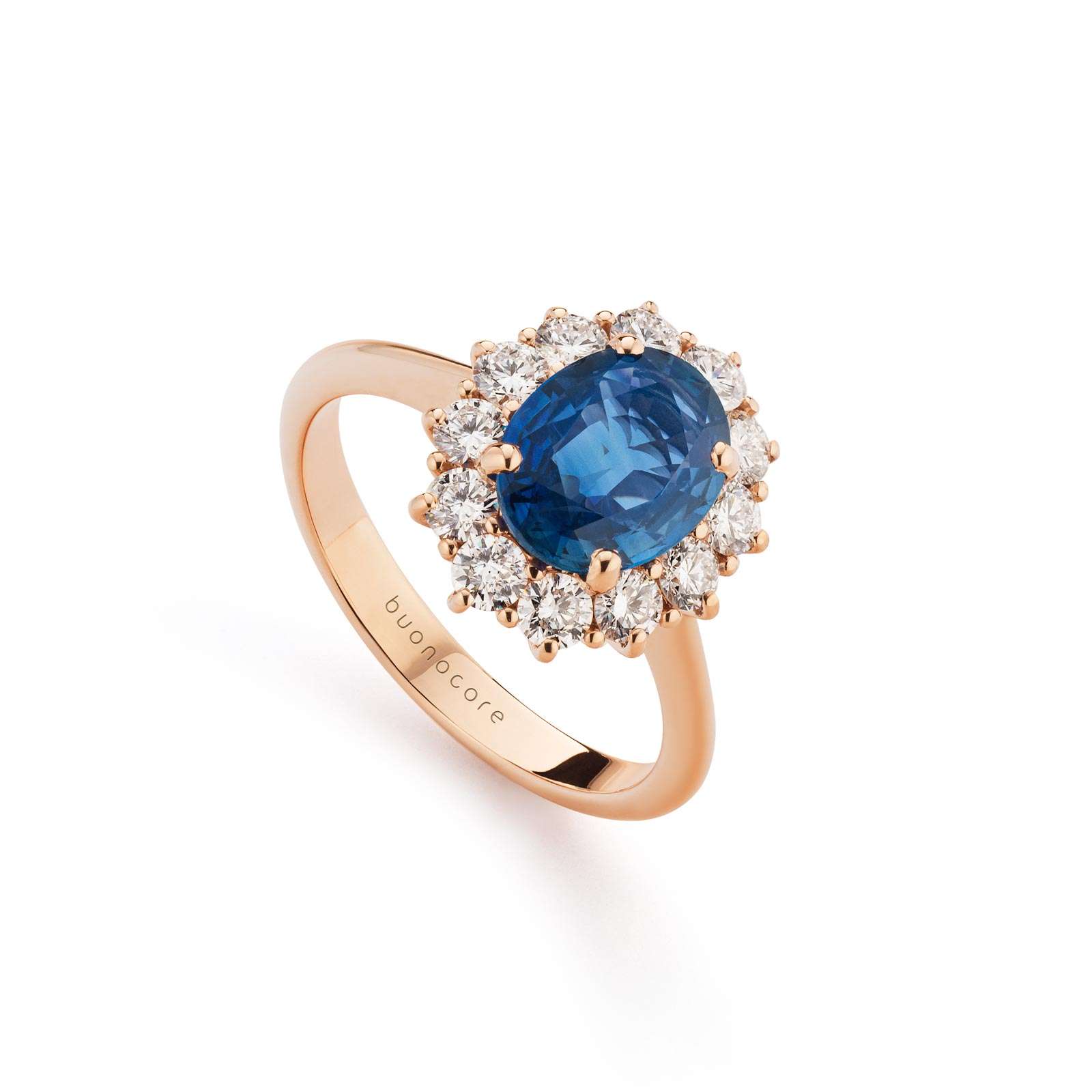 Anello Buonocore Unique oro rosa diamanti bianchi e zaffiri 2,87ct