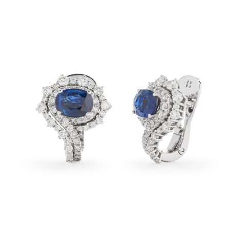 Pendientes Buonocore Unique en oro blanco con diamantes blancos y zafiros 4,21ct