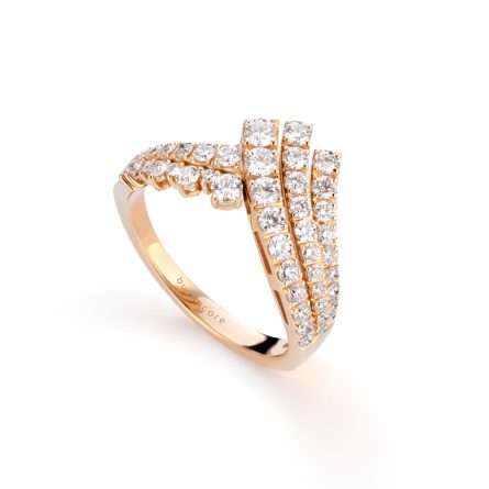 Buonocore Wave 18kt rose gold ring white diamonds 0.87ct