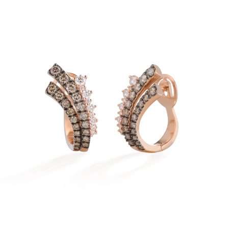 Buonocore Wave 18kt rose gold earrings white diamonds and brown diamonds 1.19ct