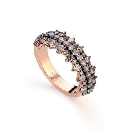 Buonocore Wave 18kt rose gold ring brown diamonds 1.50ct