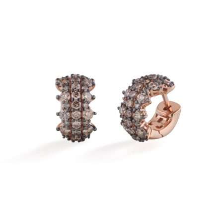 Buonocore Wave 18kt rose gold earrings hoop brown diamonds 1.70ct