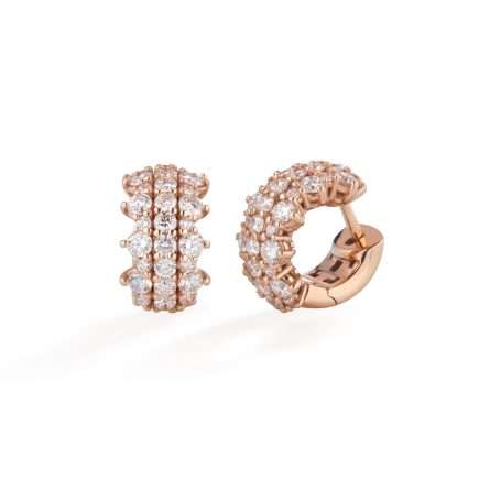 Buonocore Wave 18kt rose gold earrings hoop white diamonds 1.55ct
