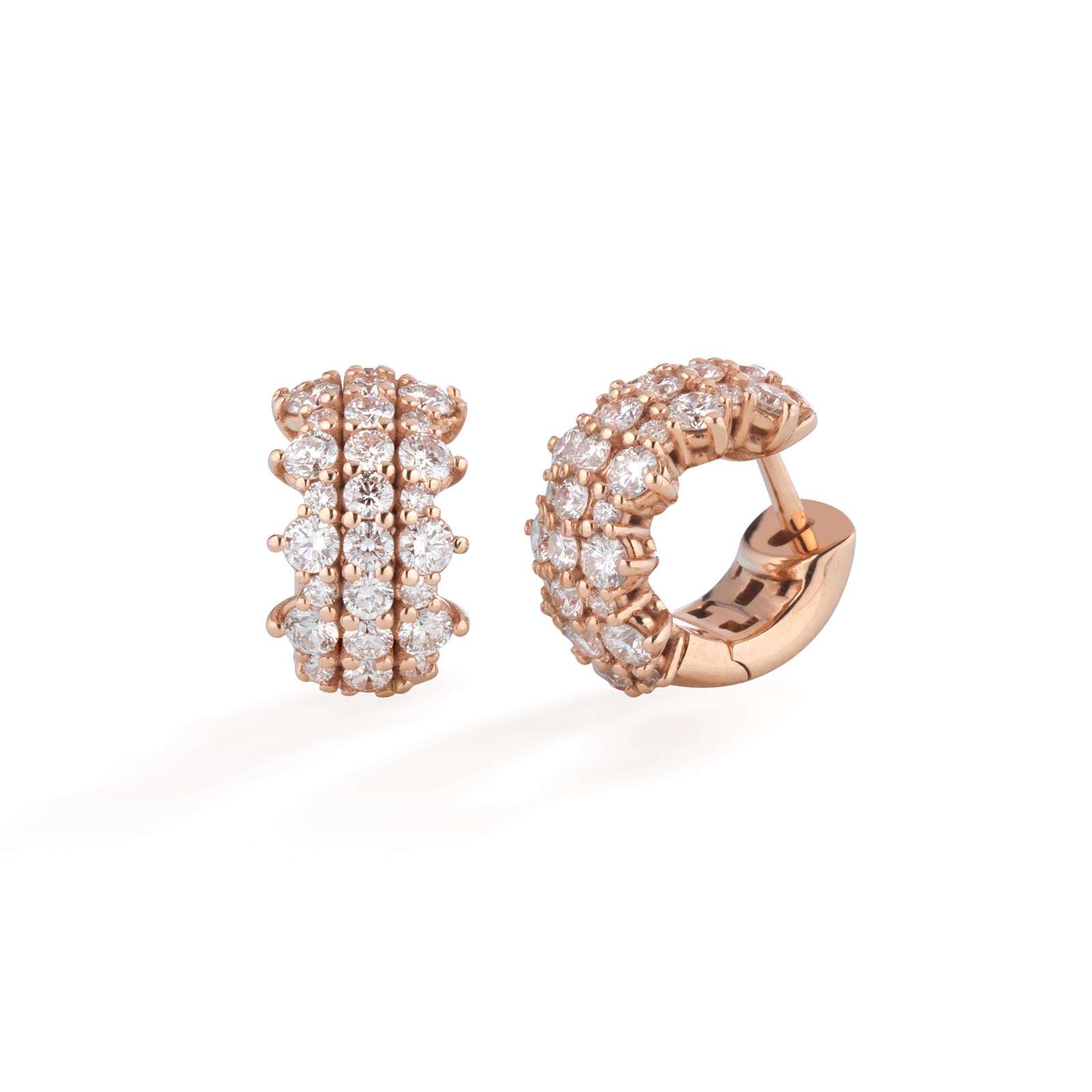 Orecchini Buonocore Wave oro rosa a cerchio diamanti bianchi 1,55ct