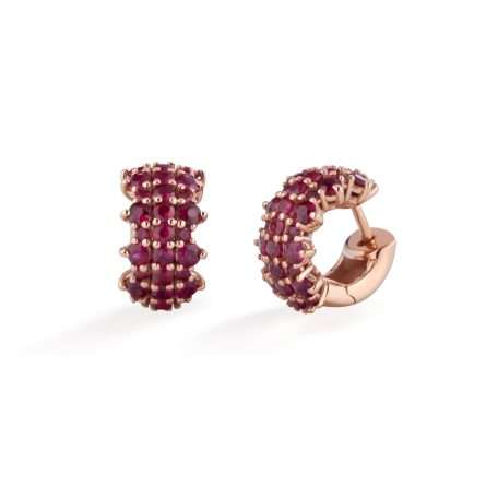 Buonocore Wave 18kt rose gold earrings hoop rubies 1.90ct
