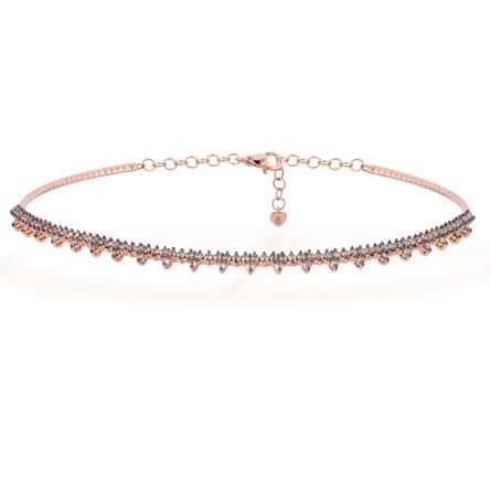 Buonocore Wave 18kt rose gold necklace brown diamonds 3.35ct