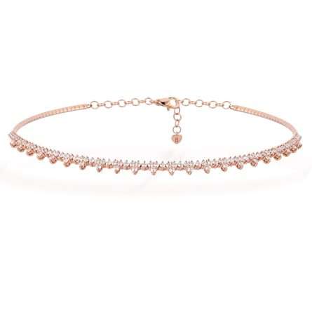 Buonocore Wave 18kt rose gold necklace white diamonds 3.09ct
