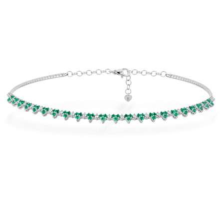 Collar Buonocore Wave en oro blanco con diamantes blancos y esmeraldas 3,10ct