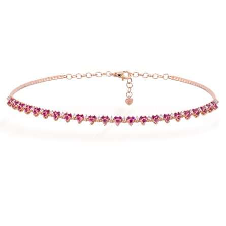 Buonocore Wave 18kt rose gold necklace white diamonds and sapphires 3.95ct
