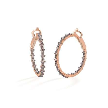 Buonocore Wave 18kt rose gold earrings hoop brown diamonds 2.45ct