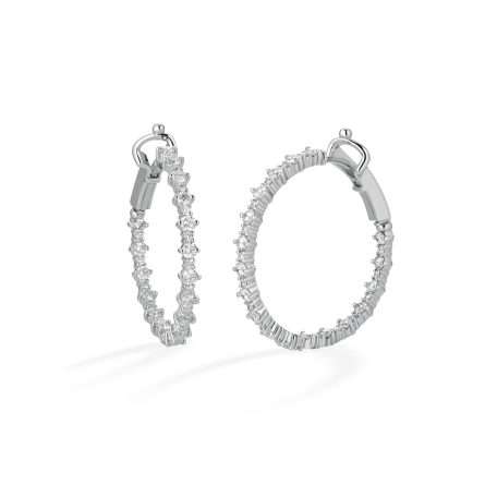 Buonocore Wave 18kt white gold earrings hoop white diamonds 2.40ct