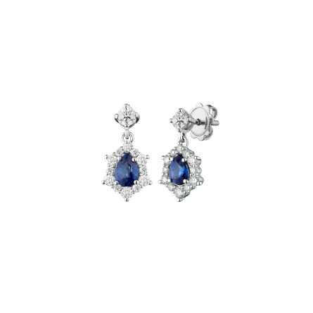 Buonocore Wave 18kt white gold earrings pear cut white diamonds and sapphires 1.44ct