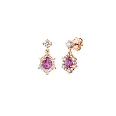 Buonocore Wave 18kt rose gold earrings white diamonds and sapphires 1.34ct