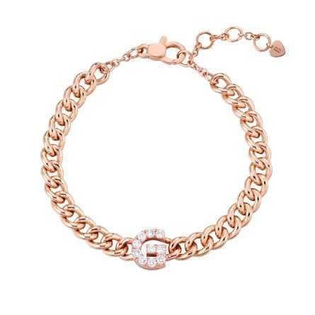 Buonocore You Are 18kt rose gold bracelet curb white diamonds 0.50ct