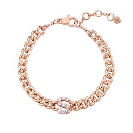 Buonocore You Are 18kt rose gold bracelet curb white diamonds 0.38ct