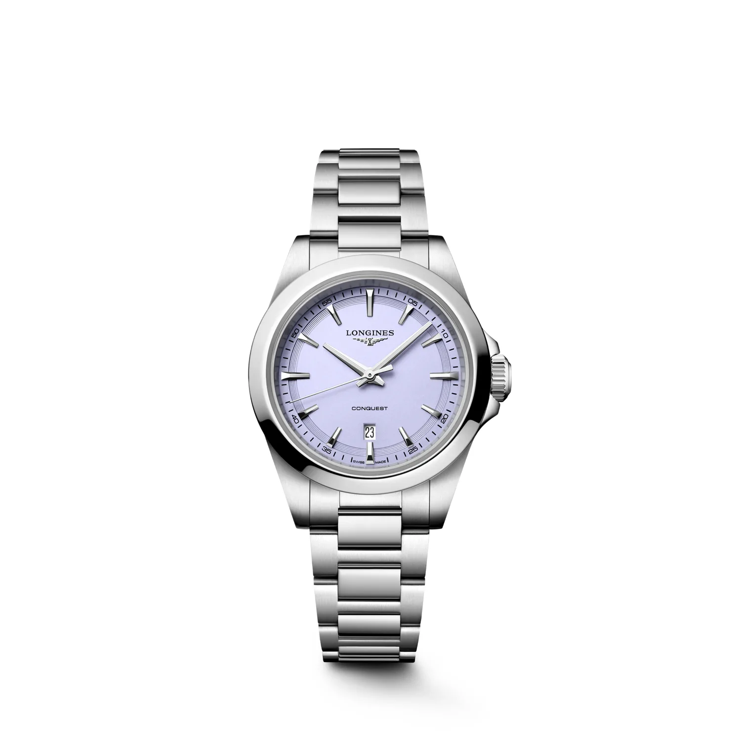 Orologio Longines Conquest L3.350.4.02.6, quarzo, cassa 30 mm in acciaio inossidabile, quadrante viola