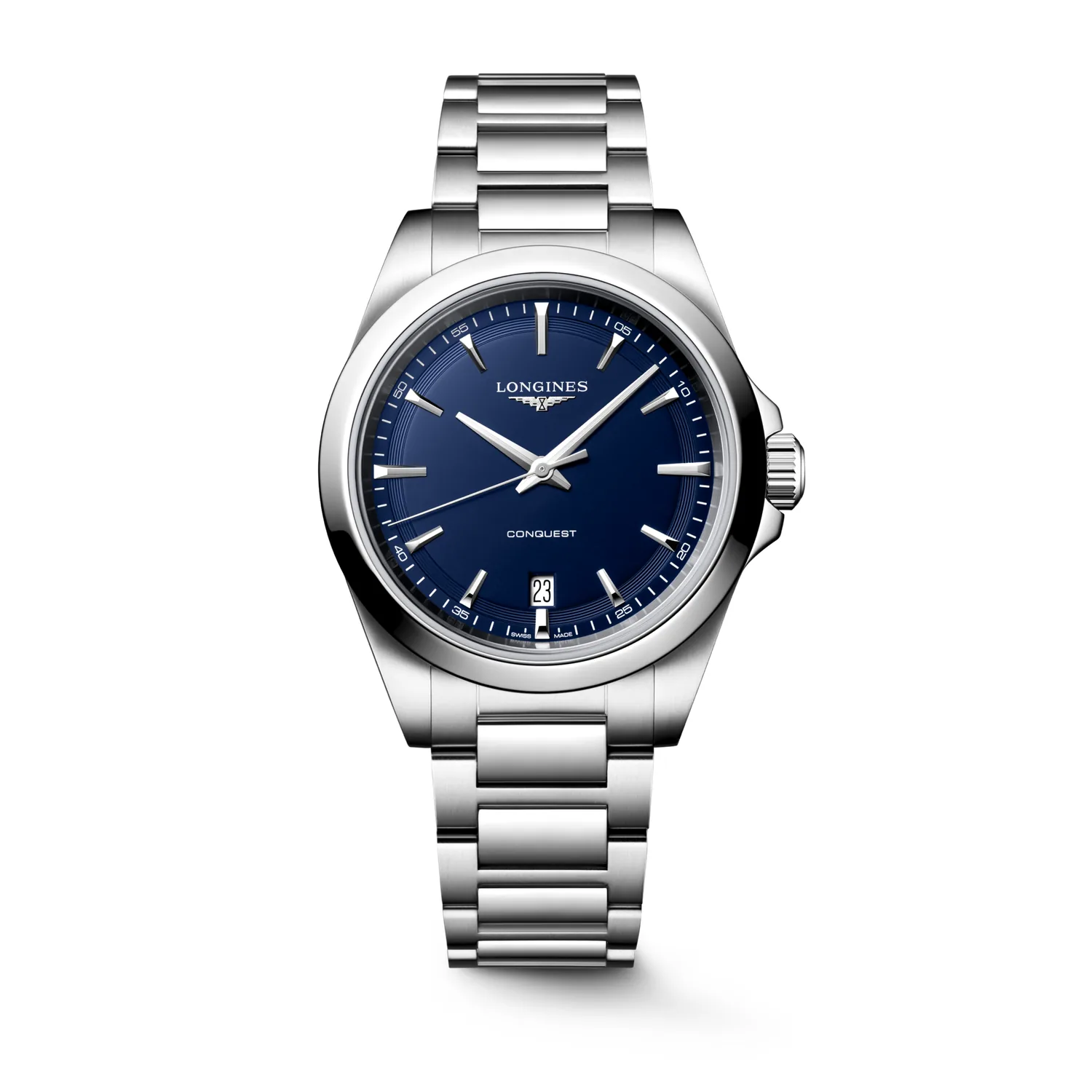 Orologio Longines Conquest L3.750.4.92.6, quarzo, cassa 38 mm in acciaio inossidabile, quadrante blu