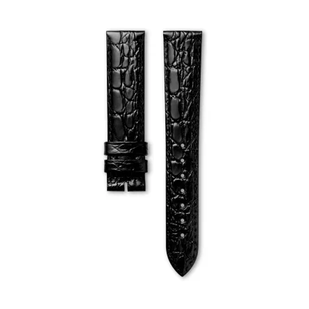 Cinturino originale Longines pelle imitazione coccodrillo nero 18-16 mm