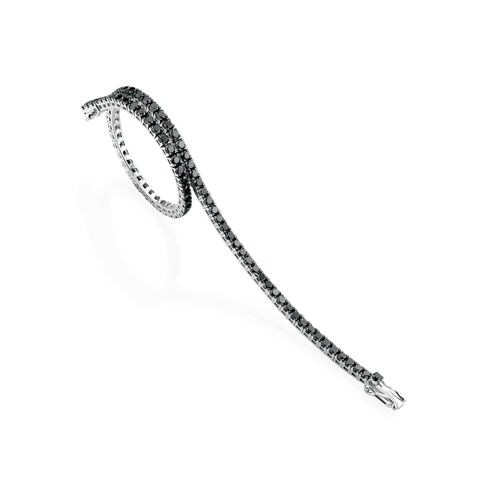 Bracciale Buonocore Together Colors oro bianco diamanti neri 17,5 cm
