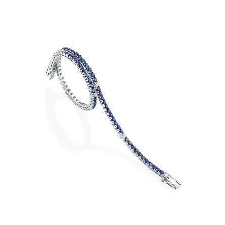 Bracciale Buonocore Together Colors oro bianco diamanti bianchi e zaffiri 17,5 cm