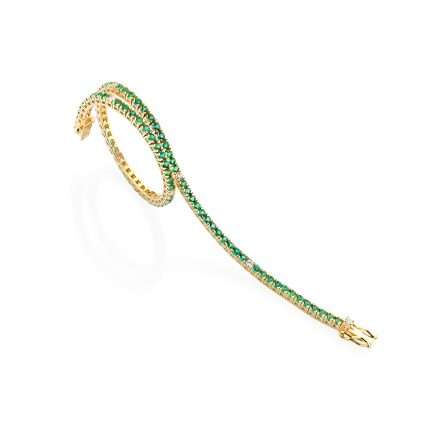 Bracciale Buonocore Together Colors oro giallo diamanti bianchi e smeraldi 17,5 cm