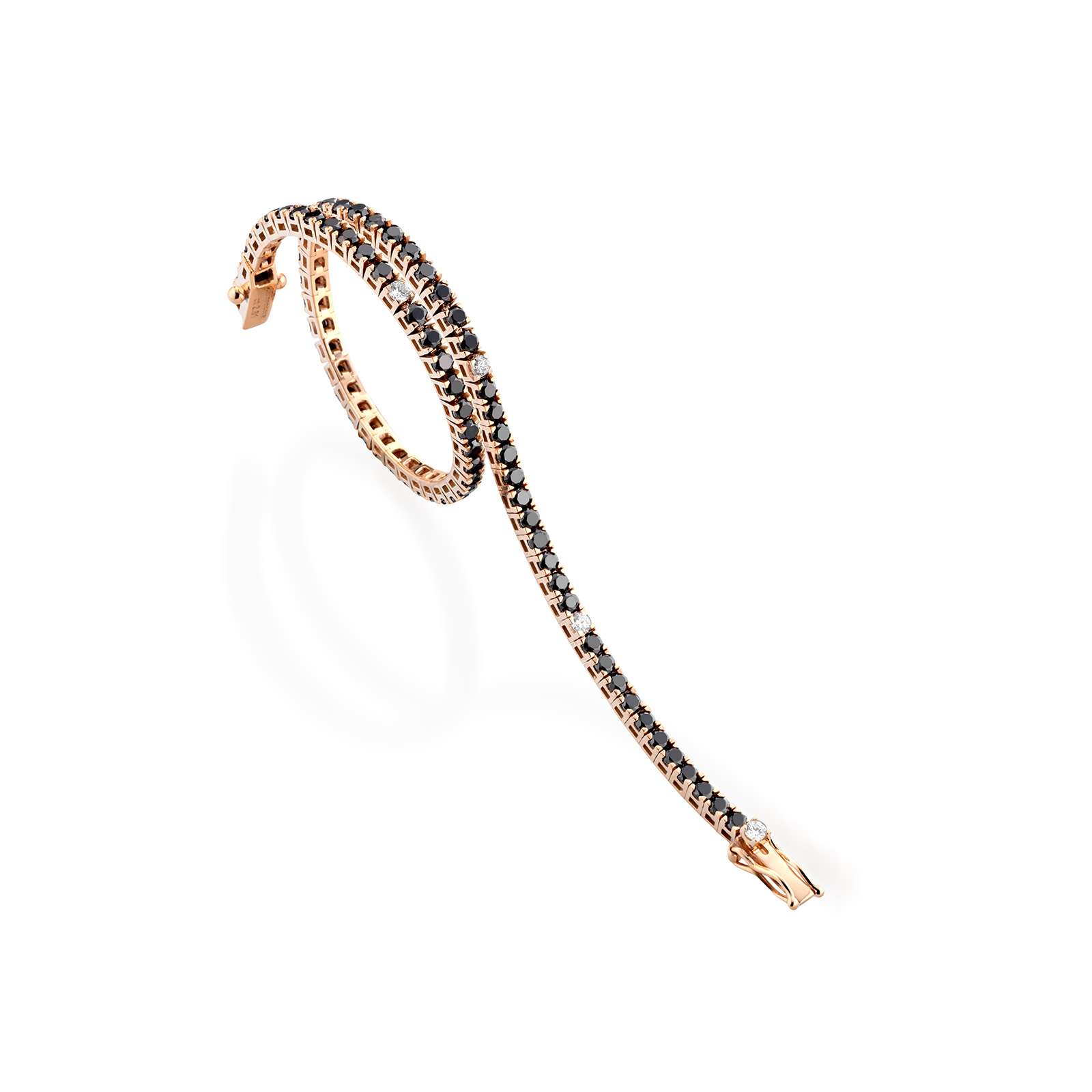 Bracciale Buonocore Together Colors oro rosa diamanti bianchi e diamanti neri 17,5 cm