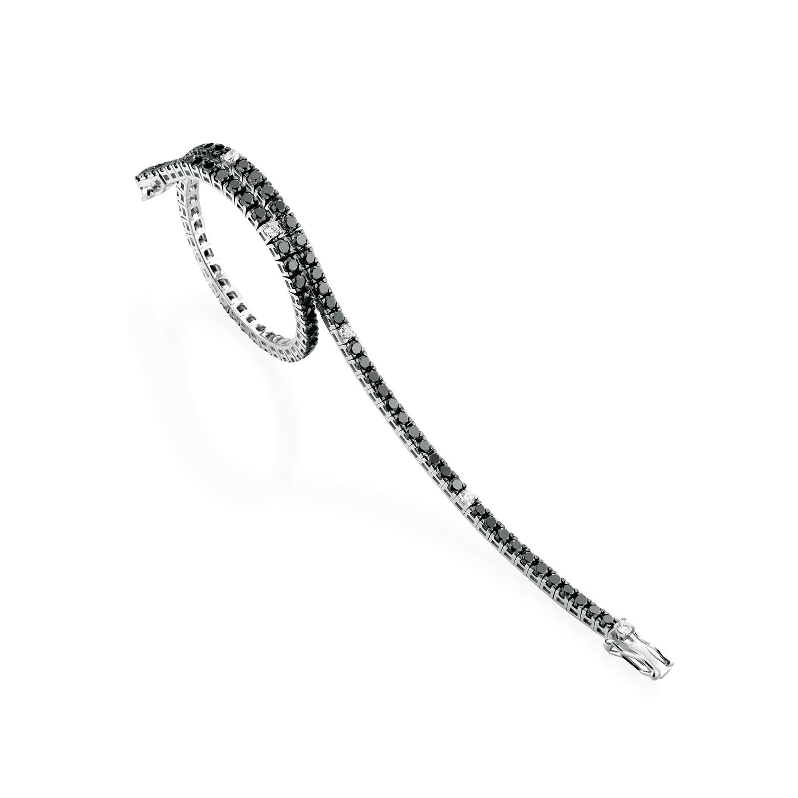 Bracciale Buonocore Together Colors oro bianco diamanti bianchi e diamanti neri 17,5 cm