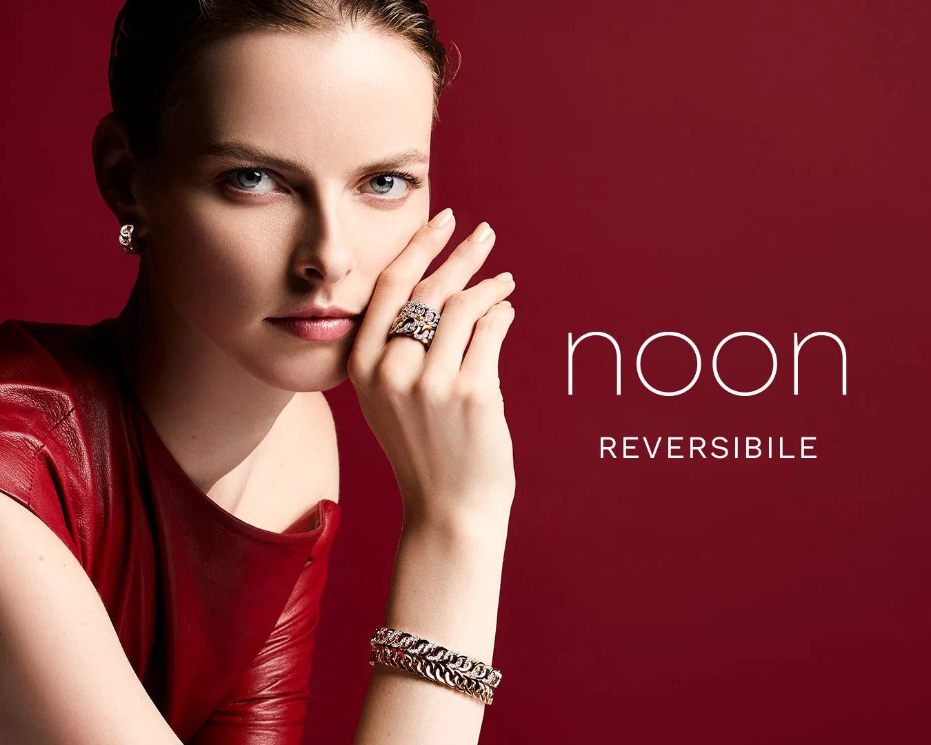 Anelli e bracciale Buonocore Noon Reversibile in oro rosa e diamanti