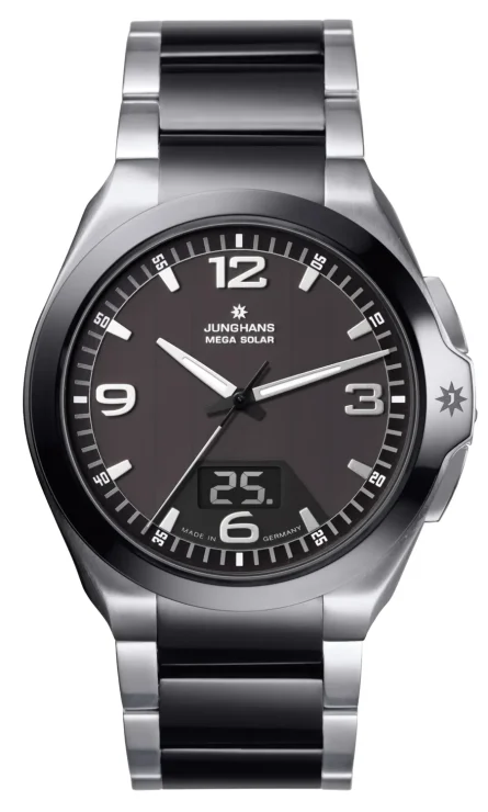 Junghans Spektrum Mega Solar 18/1526.00 quadrante nero bracciale acciaio/nero 41,6 mm