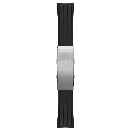 Cinturino originale Mido Ocean Star Captain V in caucciù nero 22 mm con chiusura déployante — M603.015.125