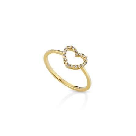 Anello a cuore in oro 18kt con diamanti 0,06ct — LeLune