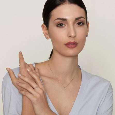 Orecchini a cuore in oro 18kt con diamanti 0,10ct — LeLune