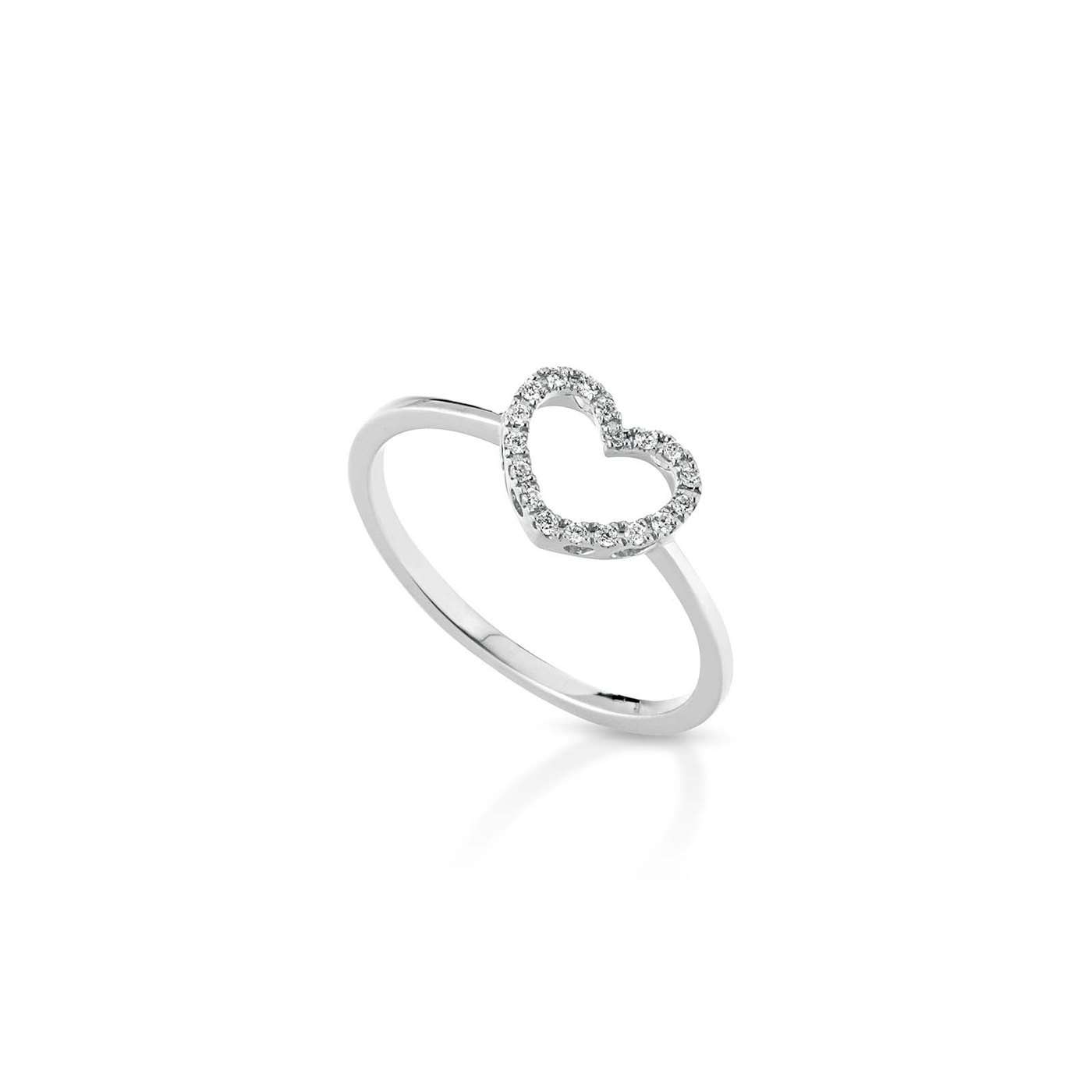 Anello a cuore in oro 18kt con diamanti 0,06ct — LeLune