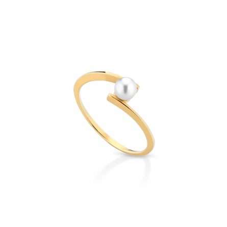 Anello con perla coltivata in oro 18kt Ø 4-4,5 mm — LeLune